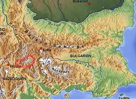 Carte de localisation du massif d'Osogovo.