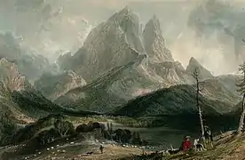 Illustration en couleurs d'une montagne.