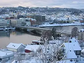 Vue du fleuve Otra qui traverse Kristiansand.