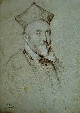 dessin inachevé à la craie sur papier d'un buste de cardinal.