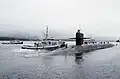 L'USS Ohio (SSGN-726) en accostage sur la jetée delta de Bangor.