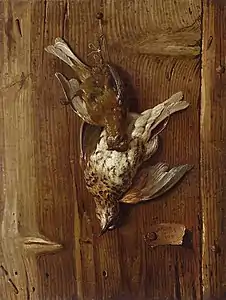 Trompe l'oeil avec oiseau1768, Musée de Varsovie