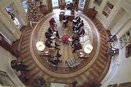 Le bureau ovale en 2001 sous l'administration de George W. Bush.