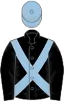 Black, light blue cross-belts and cap