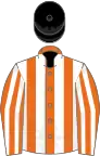 Orange and white stripes, black cap