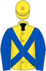 Yellow, royal blue cross-belts and sleeves