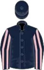 Dark blue, pink striped sleeves
