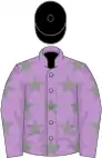 Mauve, grey stars, mauve sleeves, grey stars, black cap