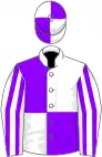 White and violet (quartered), striped sleeves, quartered cap