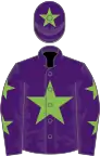 Purple, green star, purple sleeves, green stars, purple cap, green star