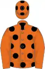 Orange, black spots on body and cap