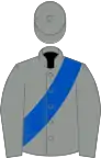 Grey, royal blue sash