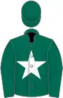 Dark green, white star