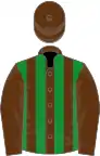 Brown and green stripes, brown sleeves and cap