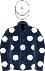 Dark blue, white spots, white cap