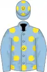 Light blue, yellow spots on body and cap