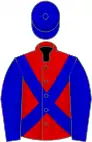 Red, blue cross-belts, sleeves and cap