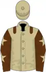 Beige, brown epaulets, brown sleeves, beige stars