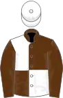 Brown and white (quartered), brown sleeves, white cap