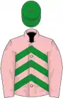 Pink and green chevrons, pink sleeves, green cap