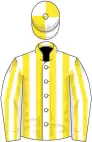 White and yellow stripes, quartered cap
