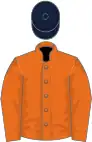 Orange, orange sleeves, dark blue cap