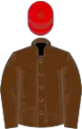 Brown, red cap