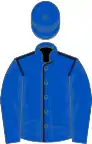 Royal blue, dark blue seams, royal blue sleeves and cap