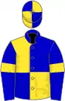 Blue and yellow (quartered), blue sleeves, yellow armlets, quartered cap