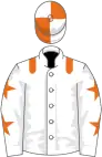 White, orange epaulets, stars on sleeves, quartered cap