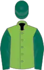 Light green, dark green sleeves and cap