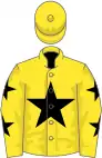 Yellow, black star, yellow sleeves, black stars, yellow cap