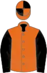 Orange, black sleeves, quartered cap