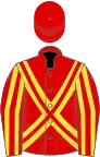 Red, yellow cross belts, yellow stripes on sleeves