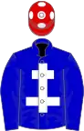 Blue, white cross of lorraine, red cap, white spots