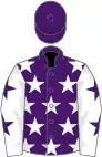 Purple, white stars, white sleeves, purple stars, purple cap