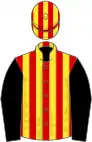 Red and yellow stripes, black sleeves
