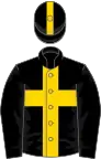 Black, gold cross and stripe on cap