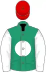 Emerald green, white disc and sleeves, red cap