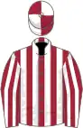 Maroon and white stripes, quartered cap