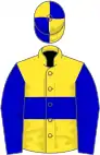 Yellow, blue hoop and sleeves, quartered cap