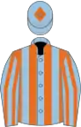 Light blue and orange stripes, light blue cap, orange diamond