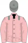 Pink, grey epaulettes, pink sleeves, grey cap