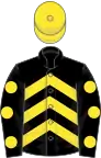 Black, yellow chevrons, spots on sleeves, yellow cap