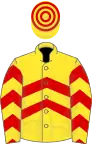 YELLOW and RED CHEVRONS, hooped cap