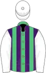 Emerald Green and Purple stripes, White sleeves and cap