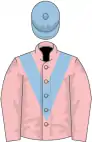 Pink, light blue chevron and cap