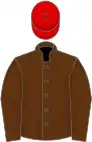 Brown, red cap