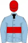 Light blue, red hoop and cap