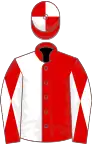 Red And White halved, Diabolo On Sleeves, Quartered Cap
